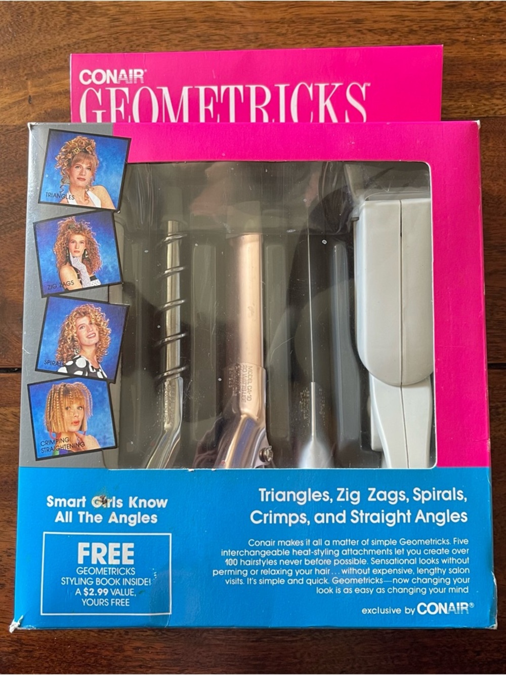 Vtg 1988 Conair Geometricks Crimper spiral 5 In 1 Hair Styling Kit New In Box